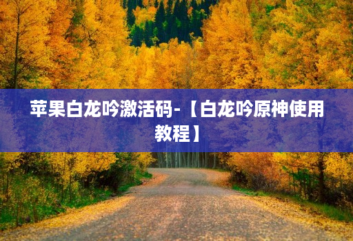 苹果白龙吟激活码-【白龙吟原神使用教程】