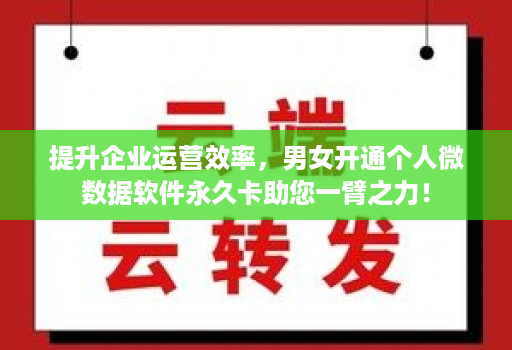 提升企业运营效率,男女开通个人微数据软件永久卡助您一臂之力!