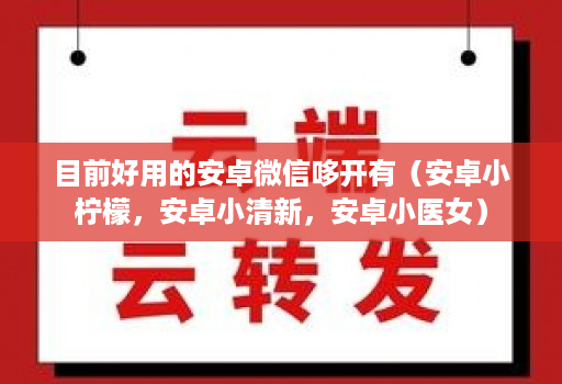 目前好用的安卓微信哆开有(安卓小柠檬,安卓小清新,安卓小医女)