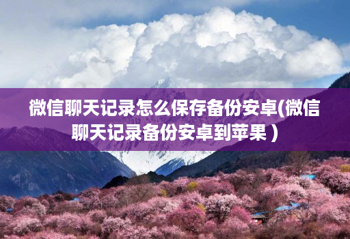 微信聊天记录怎么保存备份安卓(微信聊天记录备份安卓到苹果 )