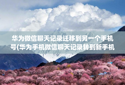 华为微信聊天记录迁移到另一个手机号(华为手机微信聊天记录转到新手机 ) 华为微信聊天记录迁移到另一个手机号(华为手机微信聊天记录转到新手机 )
