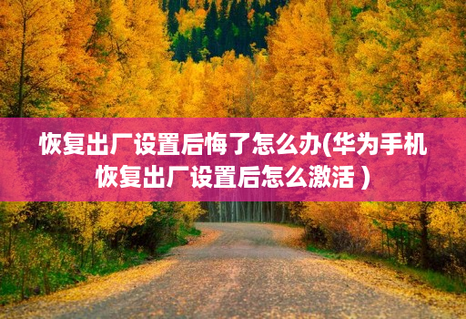 恢复出厂设置后悔了怎么办(华为手机恢复出厂设置后怎么激活 )