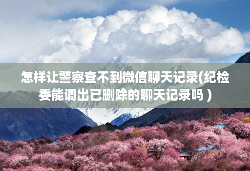 怎样让警察查不到微信聊天记录(纪检委能调出已删除的聊天记录吗 )