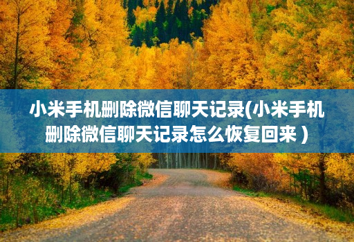 小米手机删除微信聊天记录(小米手机删除微信聊天记录怎么恢复回来 )