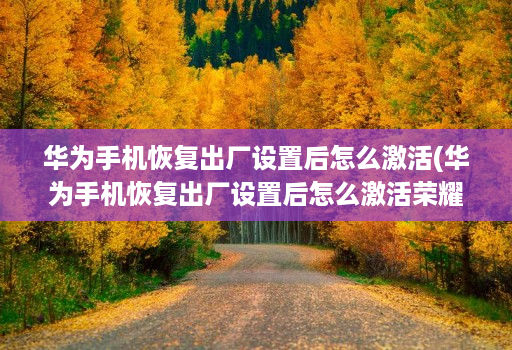 华为手机恢复出厂设置后怎么激活(华为手机恢复出厂设置后怎么激活荣耀7x )