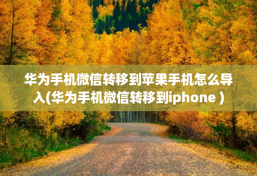 华为手机微信转移到苹果手机怎么导入(华为手机微信转移到iphone )
