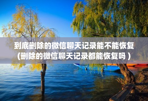 到底删除的微信聊天记录能不能恢复(删除的微信聊天记录都能恢复吗 )