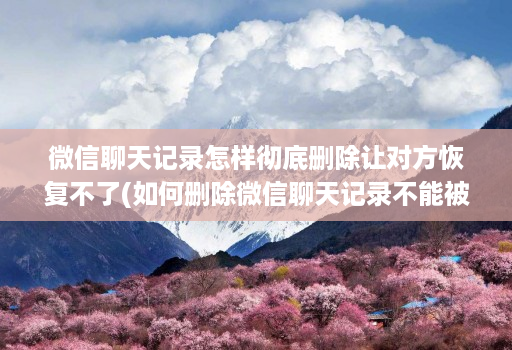 微信聊天记录怎样彻底删除让对方恢复不了(如何删除微信聊天记录不能被恢复 )