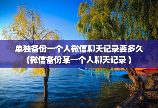 单独备份一个人微信聊天记录要多久(微信备份某一个人聊天记录 )