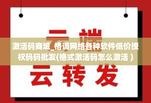 激活码商城_格调网络各种软件低价授权码码批发(格式激活码怎么激活 )