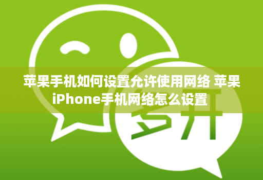 苹果手机如何设置允许使用网络 苹果iPhone手机网络怎么设置