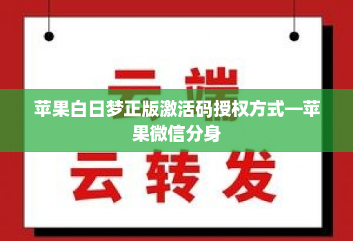 苹果白日梦正版激活码授权方式—苹果微信分身