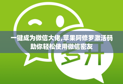 一键成为微信大佬,苹果阿修罗激活码助你轻松使用微信密友